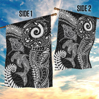Aotearoa Maori Sea Animals Tribal Garden Flag Manta Ray and Shark Moko Pattern Black Color LT03 - Polynesian Pride