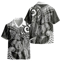 Aotearoa Maori Sea Animals Tribal Kid Hawaiian Shirt Manta Ray and Shark Moko Pattern Black Color LT03 - Polynesian Pride