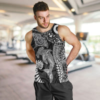 Aotearoa Maori Sea Animals Tribal Men Tank Top Manta Ray and Shark Moko Pattern Black Color LT03 Black - Polynesian Pride