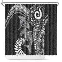 Aotearoa Maori Sea Animals Tribal Shower Curtain Manta Ray and Shark Moko Pattern Black Color LT03 Black - Polynesian Pride