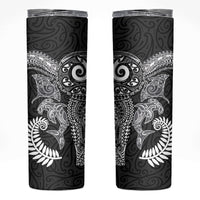 Aotearoa Maori Sea Animals Tribal Skinny Tumbler Manta Ray and Shark Moko Pattern Black Color LT03 Black - Polynesian Pride