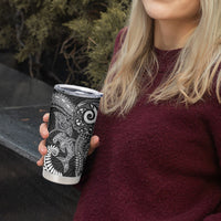 Aotearoa Maori Sea Animals Tribal Tumbler Cup Manta Ray and Shark Moko Pattern Black Color LT03 - Polynesian Pride