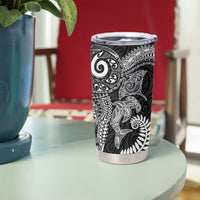 Aotearoa Maori Sea Animals Tribal Tumbler Cup Manta Ray and Shark Moko Pattern Black Color LT03 - Polynesian Pride