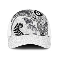 Aotearoa Maori Sea Animals Tribal Baseball Net Cap Manta Ray and Shark Moko Pattern White Color LT03 One Size White White - Polynesian Pride