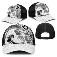 Aotearoa Maori Sea Animals Tribal Baseball Net Cap Manta Ray and Shark Moko Pattern White Color LT03 - Polynesian Pride
