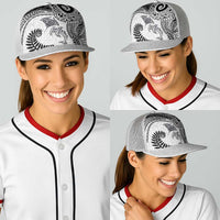 Aotearoa Maori Sea Animals Tribal Baseball Net Cap Manta Ray and Shark Moko Pattern White Color LT03 - Polynesian Pride