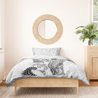 Aotearoa Maori Sea Animals Tribal Bedding Set Manta Ray and Shark Moko Pattern White Color LT03 - Polynesian Pride