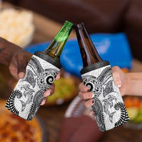Aotearoa Maori Sea Animals Tribal 4 in 1 Can Cooler Tumbler Manta Ray and Shark Moko Pattern White Color LT03 - Polynesian Pride