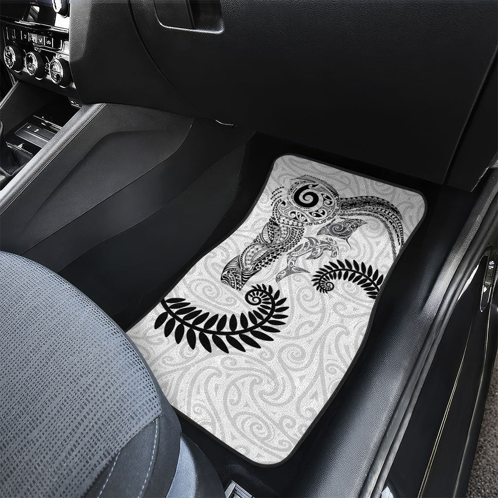 Aotearoa Maori Sea Animals Tribal Car Mats Manta Ray and Shark Moko Pattern White Color
