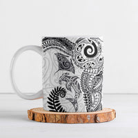 Aotearoa Maori Sea Animals Tribal Ceramic Mug Manta Ray and Shark Moko Pattern White Color LT03 White - Polynesian Pride