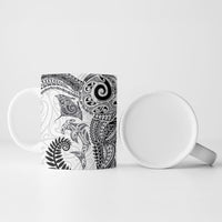 Aotearoa Maori Sea Animals Tribal Ceramic Mug Manta Ray and Shark Moko Pattern White Color LT03 - Polynesian Pride