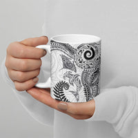 Aotearoa Maori Sea Animals Tribal Ceramic Mug Manta Ray and Shark Moko Pattern White Color LT03 - Polynesian Pride