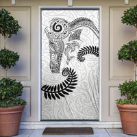 Aotearoa Maori Sea Animals Tribal Door Cover Manta Ray and Shark Moko Pattern White Color LT03 White - Polynesian Pride