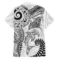 Aotearoa Maori Sea Animals Tribal Family Matching Tank Maxi Dress and Hawaiian Shirt Manta Ray and Shark Moko Pattern White Color LT03 - Polynesian Pride