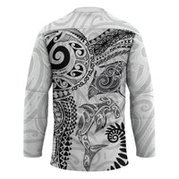 Aotearoa Maori Sea Animals Tribal Hockey Jersey Manta Ray and Shark Moko Pattern White Color LT03 - Polynesian Pride