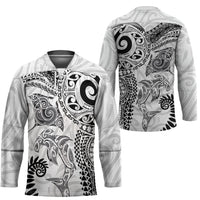 Aotearoa Maori Sea Animals Tribal Hockey Jersey Manta Ray and Shark Moko Pattern White Color LT03 - Polynesian Pride