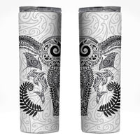 Aotearoa Maori Sea Animals Tribal Skinny Tumbler Manta Ray and Shark Moko Pattern White Color LT03 White - Polynesian Pride