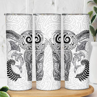 Aotearoa Maori Sea Animals Tribal Skinny Tumbler Manta Ray and Shark Moko Pattern White Color LT03 - Polynesian Pride