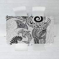 Aotearoa Maori Sea Animals Tribal Tablecloth Manta Ray and Shark Moko Pattern White Color