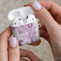 Aotearoa Maori Sea Animals Tribal AirPods Case Manta Ray and Shark Moko Pattern Pink Color LT03 - Polynesian Pride