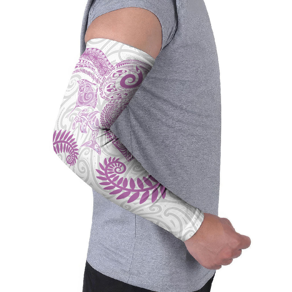Aotearoa Maori Sea Animals Tribal Arm Sleeves Manta Ray and Shark Moko Pattern Pink Color LT03 - Polynesian Pride