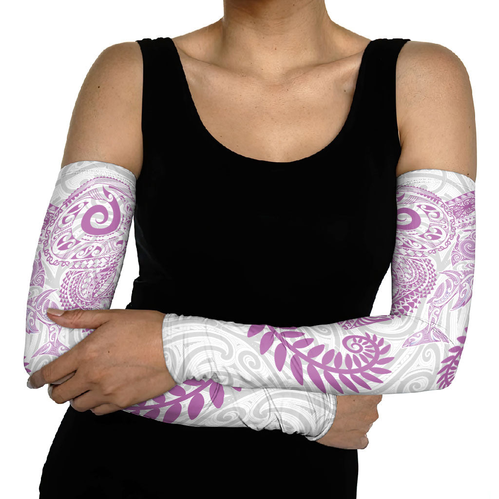 Aotearoa Maori Sea Animals Tribal Arm Sleeves Manta Ray and Shark Moko Pattern Pink Color LT03 - Polynesian Pride