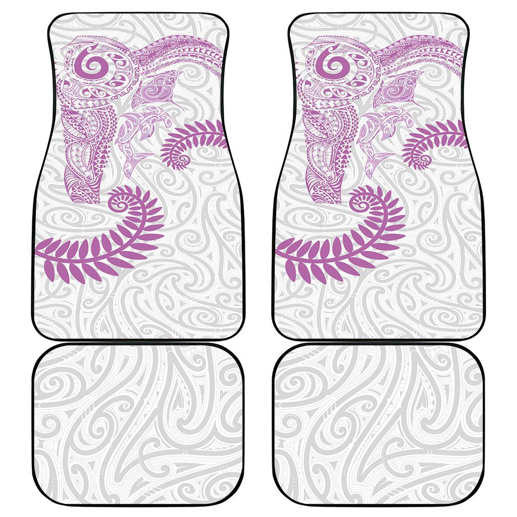 Aotearoa Maori Sea Animals Tribal Car Mats Manta Ray and Shark Moko Pattern Pink Color