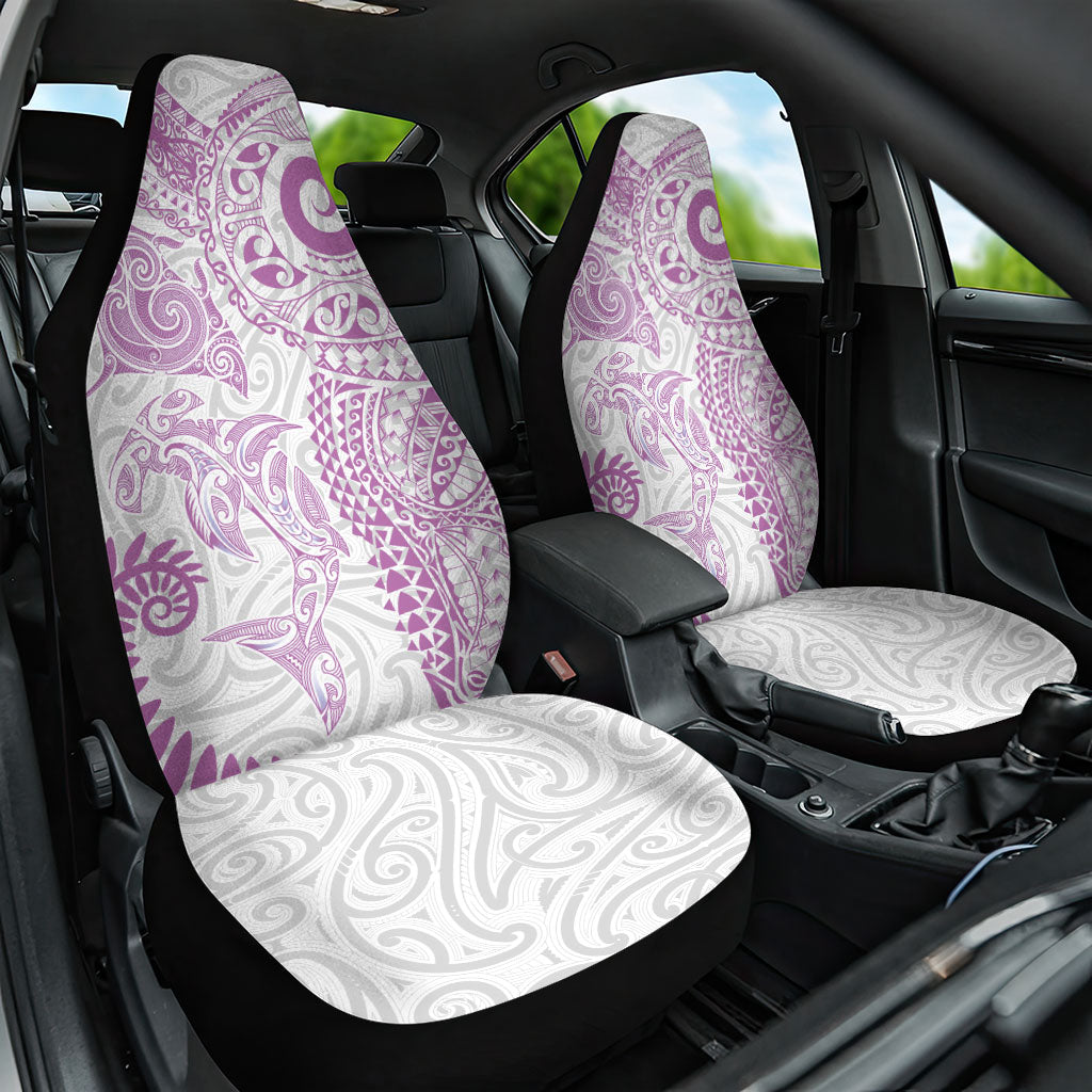 Aotearoa Maori Sea Animals Tribal Car Seat Cover Manta Ray and Shark Moko Pattern Pink Color LT03 One Size Pink - Polynesian Pride