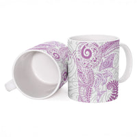 Aotearoa Maori Sea Animals Tribal Ceramic Mug Manta Ray and Shark Moko Pattern Pink Color LT03 - Polynesian Pride