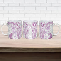 Aotearoa Maori Sea Animals Tribal Ceramic Mug Manta Ray and Shark Moko Pattern Pink Color LT03 - Polynesian Pride