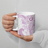 Aotearoa Maori Sea Animals Tribal Ceramic Mug Manta Ray and Shark Moko Pattern Pink Color LT03 - Polynesian Pride