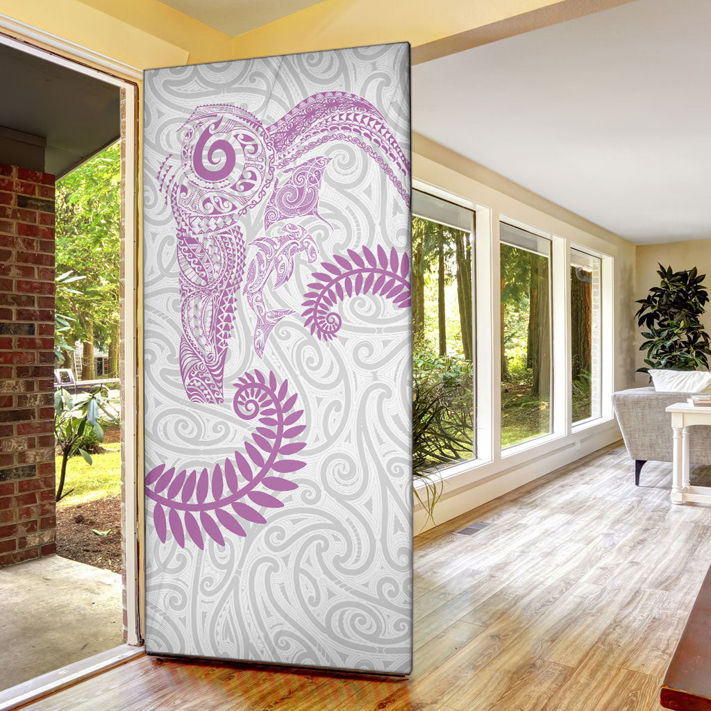 Aotearoa Maori Sea Animals Tribal Door Cover Manta Ray and Shark Moko Pattern Pink Color LT03 - Polynesian Pride