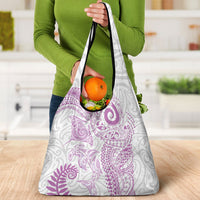 Aotearoa Maori Sea Animals Tribal Grocery Bag Manta Ray and Shark Moko Pattern Pink Color LT03 - Polynesian Pride
