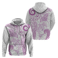 Aotearoa Maori Sea Animals Tribal Hoodie Manta Ray and Shark Moko Pattern Pink Color LT03 - Polynesian Pride