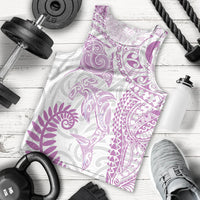Aotearoa Maori Sea Animals Tribal Men Tank Top Manta Ray and Shark Moko Pattern Pink Color LT03 - Polynesian Pride