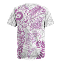 Aotearoa Maori Sea Animals Tribal Rugby Jersey Manta Ray and Shark Moko Pattern Pink Color LT03 - Polynesian Pride
