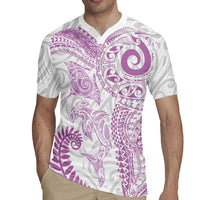 Aotearoa Maori Sea Animals Tribal Rugby Jersey Manta Ray and Shark Moko Pattern Pink Color LT03 - Polynesian Pride