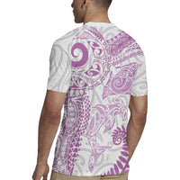 Aotearoa Maori Sea Animals Tribal Rugby Jersey Manta Ray and Shark Moko Pattern Pink Color LT03 - Polynesian Pride