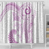 Aotearoa Maori Sea Animals Tribal Shower Curtain Manta Ray and Shark Moko Pattern Pink Color LT03 - Polynesian Pride