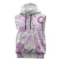 Aotearoa Maori Sea Animals Tribal Sleeveless Hoodie Manta Ray and Shark Moko Pattern Pink Color LT03 Pink - Polynesian Pride
