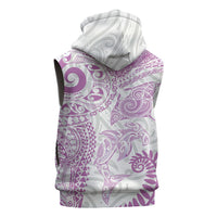 Aotearoa Maori Sea Animals Tribal Sleeveless Hoodie Manta Ray and Shark Moko Pattern Pink Color LT03 - Polynesian Pride
