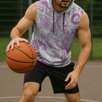 Aotearoa Maori Sea Animals Tribal Sleeveless Hoodie Manta Ray and Shark Moko Pattern Pink Color LT03 - Polynesian Pride