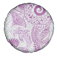 Aotearoa Maori Sea Animals Tribal Spare Tire Cover Manta Ray and Shark Moko Pattern Pink Color LT03 - Polynesian Pride