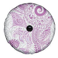 Aotearoa Maori Sea Animals Tribal Spare Tire Cover Manta Ray and Shark Moko Pattern Pink Color LT03 - Polynesian Pride