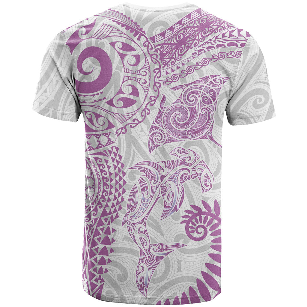 Aotearoa Maori Sea Animals Tribal T Shirt Manta Ray and Shark Moko Pattern Pink Color LT03 - Polynesian Pride