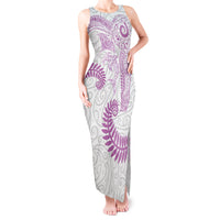 Aotearoa Maori Sea Animals Tribal Tank Maxi Dress Manta Ray and Shark Moko Pattern Pink Color LT03 Women Pink - Polynesian Pride