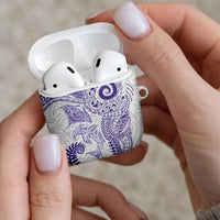 Aotearoa Maori Sea Animals Tribal AirPods Case Manta Ray and Shark Moko Pattern Purple Color LT03 - Polynesian Pride