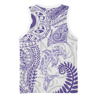 Aotearoa Maori Sea Animals Tribal Basketball Jersey Manta Ray and Shark Moko Pattern Purple Color LT03 - Polynesian Pride