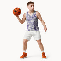 Aotearoa Maori Sea Animals Tribal Basketball Jersey Manta Ray and Shark Moko Pattern Purple Color LT03 - Polynesian Pride