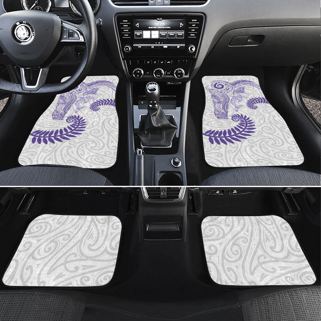 Aotearoa Maori Sea Animals Tribal Car Mats Manta Ray and Shark Moko Pattern Purple Color LT03 Set 4pcs Purple - Polynesian Pride